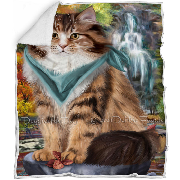 Scenic Waterfall Siberian Cat Blanket BLNKT110640