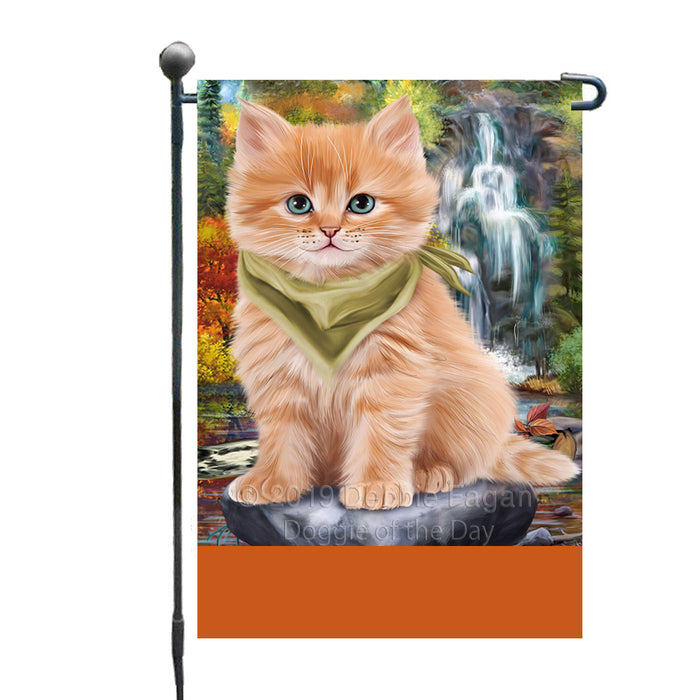 Personalized Scenic Waterfall Siberian Cat Custom Garden Flags GFLG-DOTD-A60850