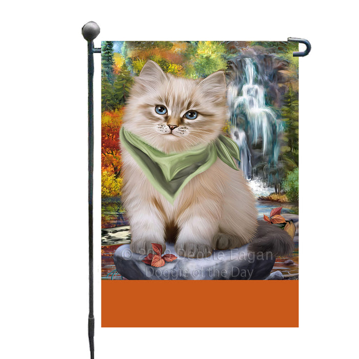 Personalized Scenic Waterfall Siberian Cat Custom Garden Flags GFLG-DOTD-A60851