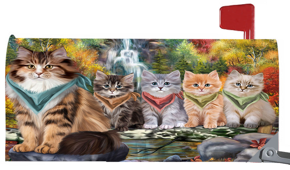 Scenic Waterfall Siberian Cats Magnetic Mailbox Cover MBC48759