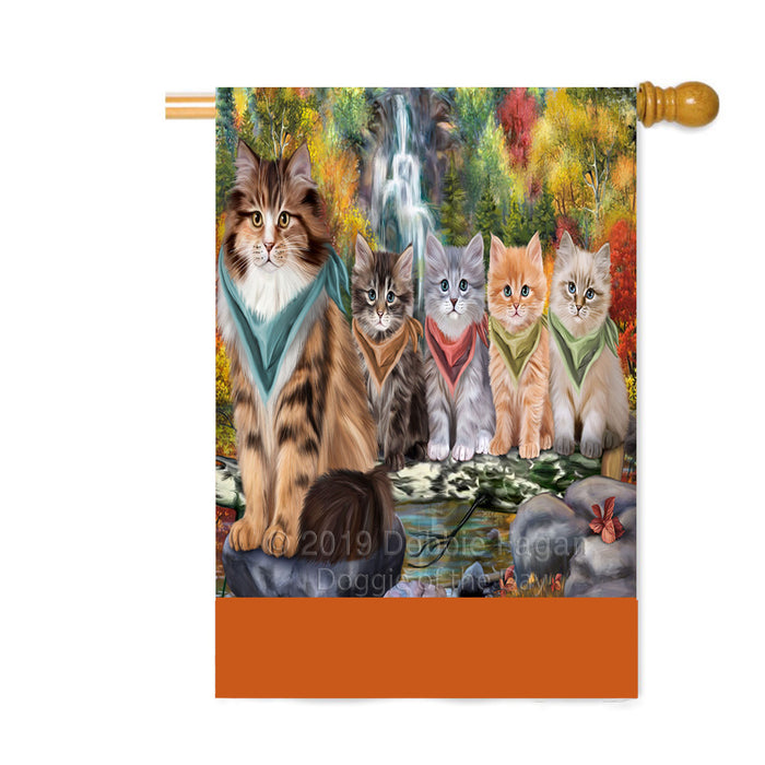 Personalized Scenic Waterfall Siberian Cats Custom House Flag FLG-DOTD-A60902