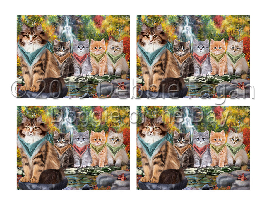 Scenic Waterfall Siberian Cats Placemat