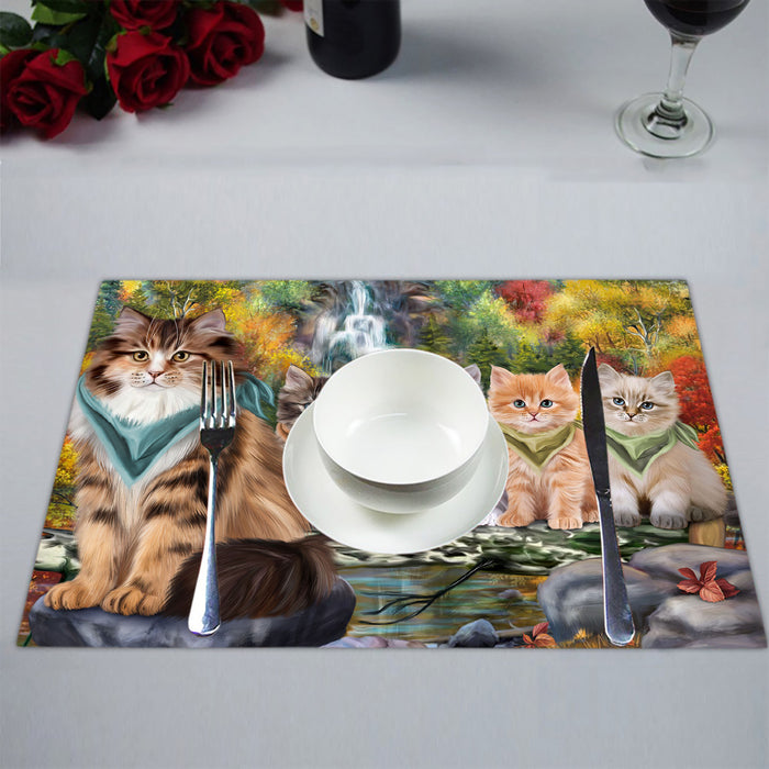 Scenic Waterfall Siberian Cats Placemat