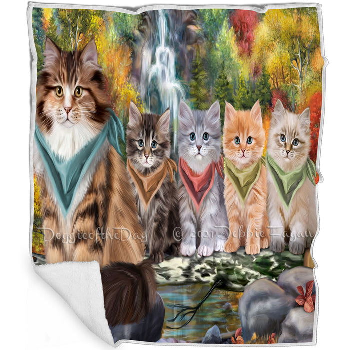 Scenic Waterfall Siberian Cats Blanket BLNKT110631