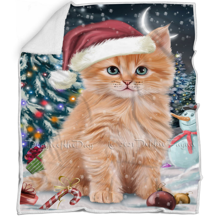 Have a Holly Jolly Christmas Happy Holidays Siberian Cat Blanket BLNKT105591