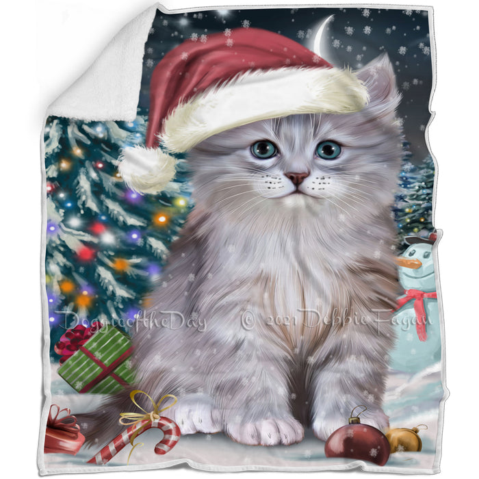 Have a Holly Jolly Christmas Happy Holidays Siberian Cat Blanket BLNKT105600