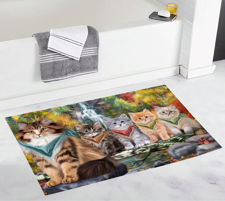 Scenic Waterfall Siberian Cats Bath Mat