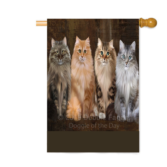Personalized Rustic 4 Siberian Cats Custom House Flag FLG64434