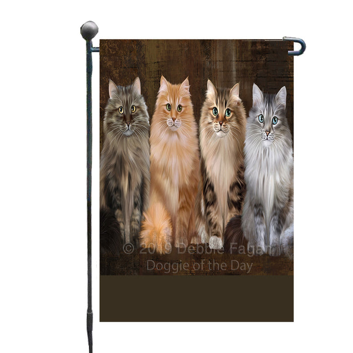 Personalized Rustic 4 Siberian Cats Custom Garden Flag GFLG63357