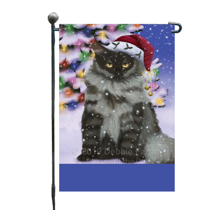 Personalized Winterland Wonderland Siberian Cat In Christmas Holiday Scenic Background Custom Garden Flags GFLG-DOTD-A61399