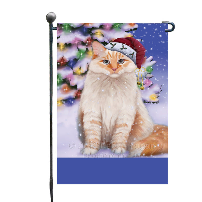 Personalized Winterland Wonderland Siberian Cat In Christmas Holiday Scenic Background Custom Garden Flags GFLG-DOTD-A61401