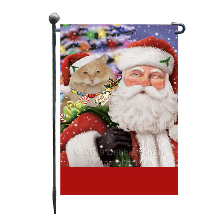 Personalized Santa Carrying Siberian Cat and Christmas Presents Custom Garden Flag GFLG63834