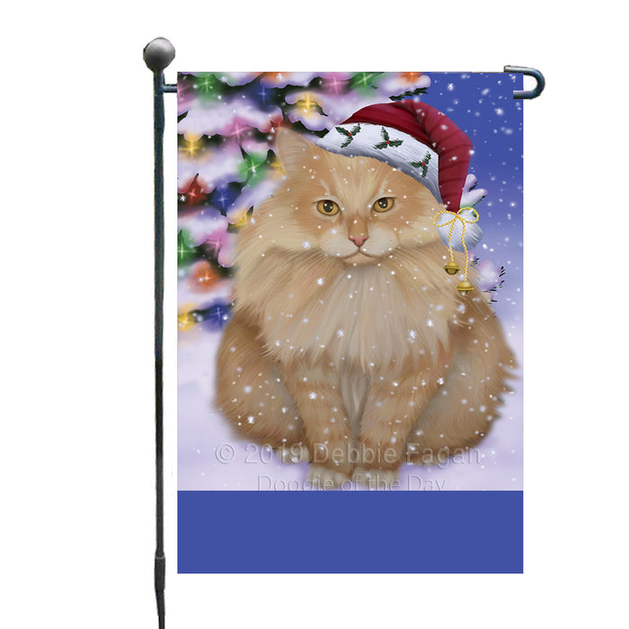 Personalized Winterland Wonderland Siberian Cat In Christmas Holiday Scenic Background Custom Garden Flags GFLG-DOTD-A61402