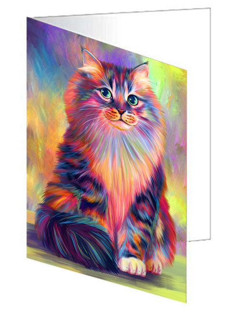 Paradise Wave Siberian Cat Handmade Artwork Assorted Pets Greeting Cards and Note Cards with Envelopes for All Occasions and Holiday Seasons GCD72758