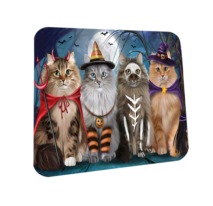 Happy Halloween Trick or Treat Siberian Cats Coasters Set of 4 CST54444