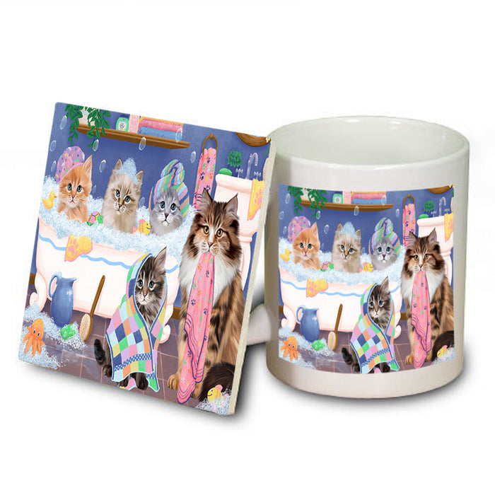 Rub A Dub Dogs In A Tub Siberian Cats Mug and Coaster Set MUC56818