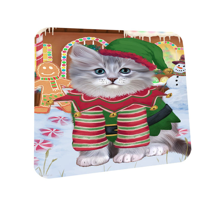 Christmas Gingerbread House Candyfest Siberian Cat Coasters Set of 4 CST56518