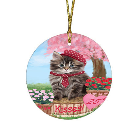 Rosie 25 Cent Kisses Siberian Cat Round Flat Christmas Ornament RFPOR56591