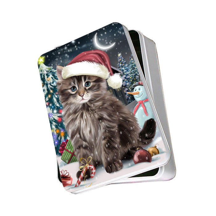 Have a Holly Jolly Christmas Happy Holidays Siberian Cat Photo Storage Tin PITN54192