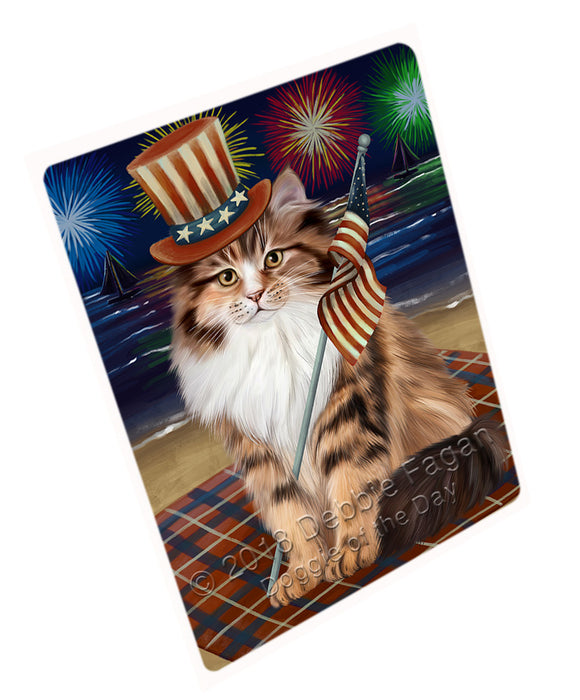 4th of July Independence Day Firework Siberian Cat Large Refrigerator / Dishwasher Magnet RMAG104130