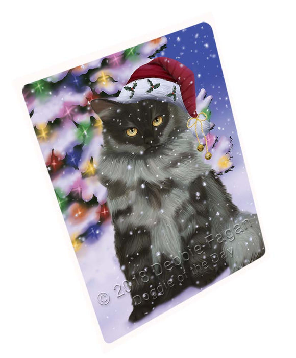 Winterland Wonderland Siberian Cat In Christmas Holiday Scenic Background Magnet MAG72309 (Small 5.5" x 4.25")