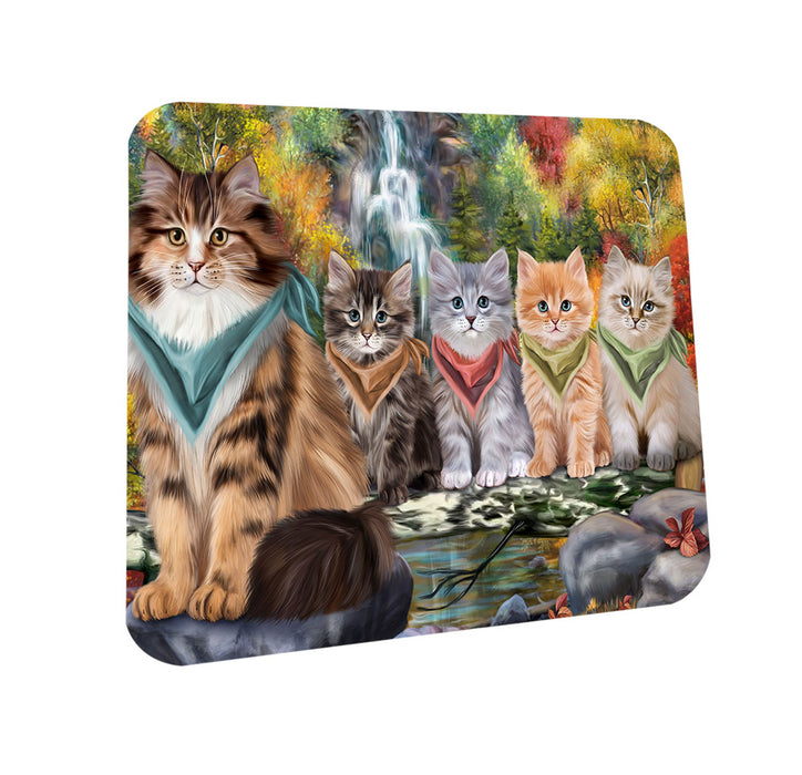 Scenic Waterfall Siberian Cats Coasters Set of 4 CST54640