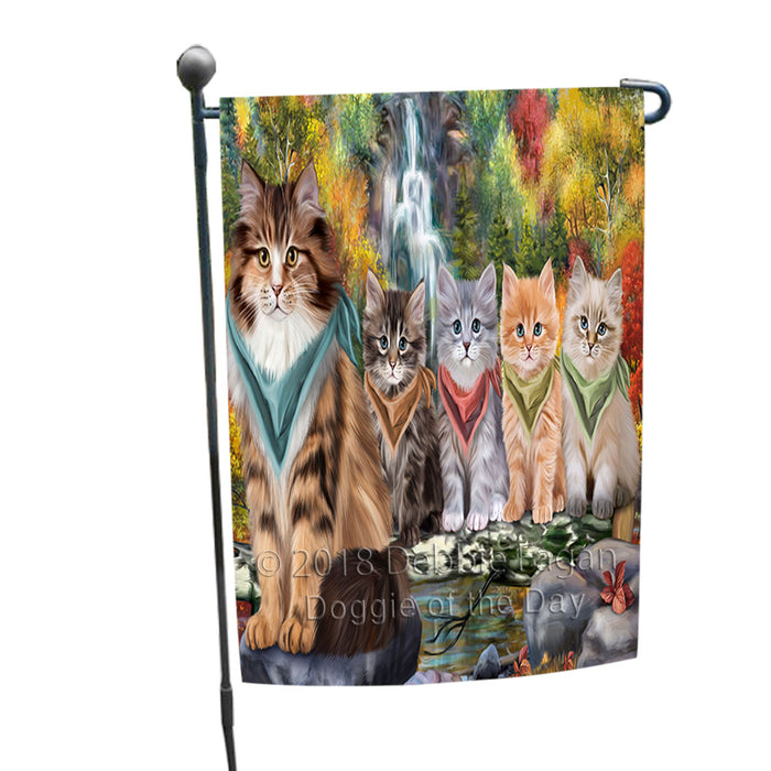 Scenic Waterfall Siberian Cats Garden Flag GFLG54872