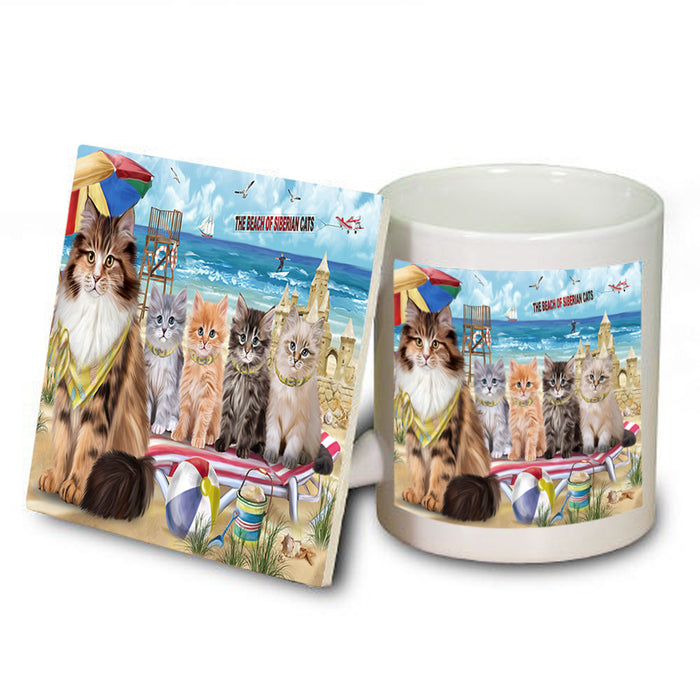 Pet Friendly Beach Siberian Cats Mug and Coaster Set MUC54177