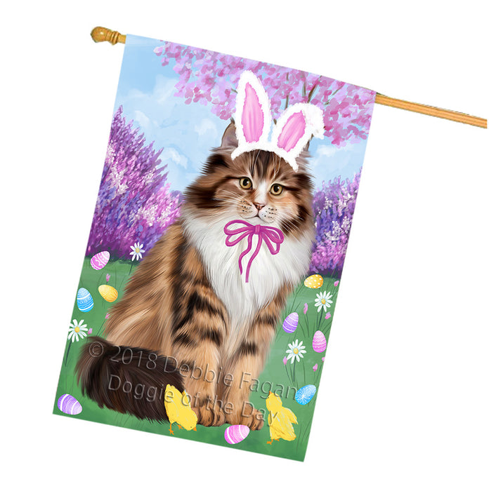 Easter Holiday Siberian Cat House Flag FLG57632