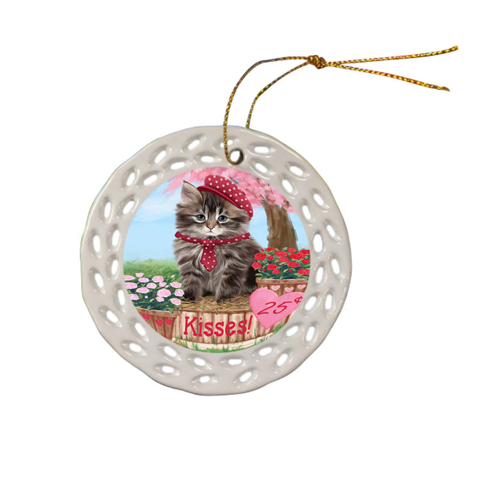 Rosie 25 Cent Kisses Siberian Cat Ceramic Doily Ornament DPOR56591