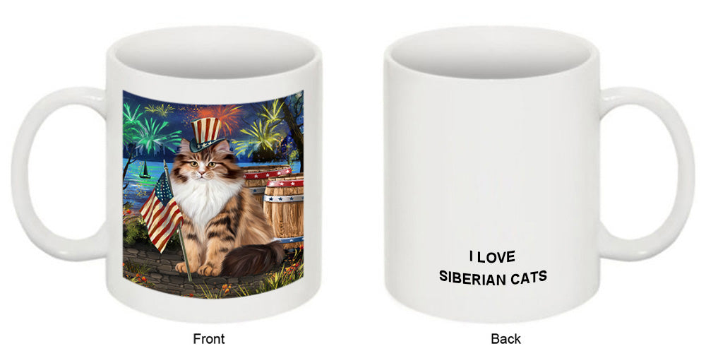 4th of July Independence Day Firework Siberian Cat Coffee Mug MUG49474