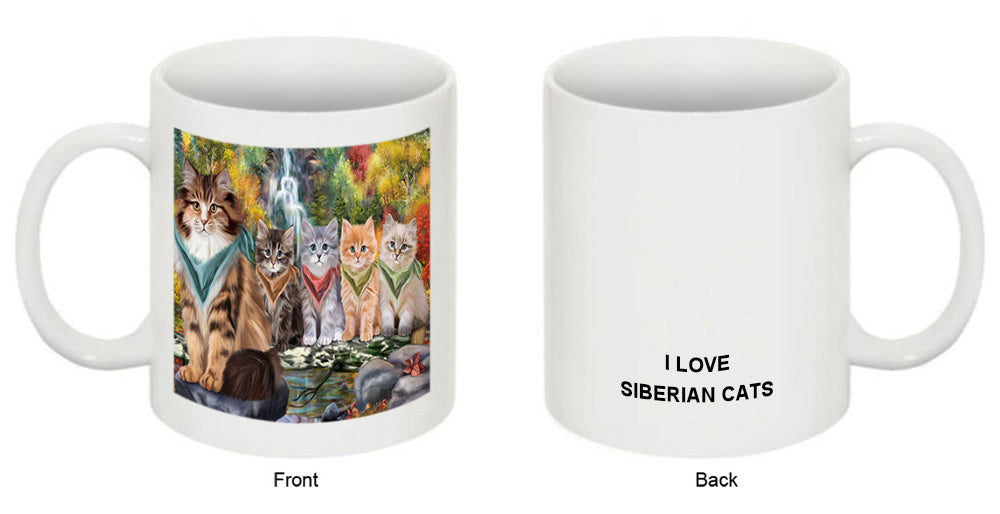Scenic Waterfall Siberian Cats Coffee Mug MUG50080
