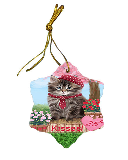 Rosie 25 Cent Kisses Siberian Cat Star Porcelain Ornament SPOR56591