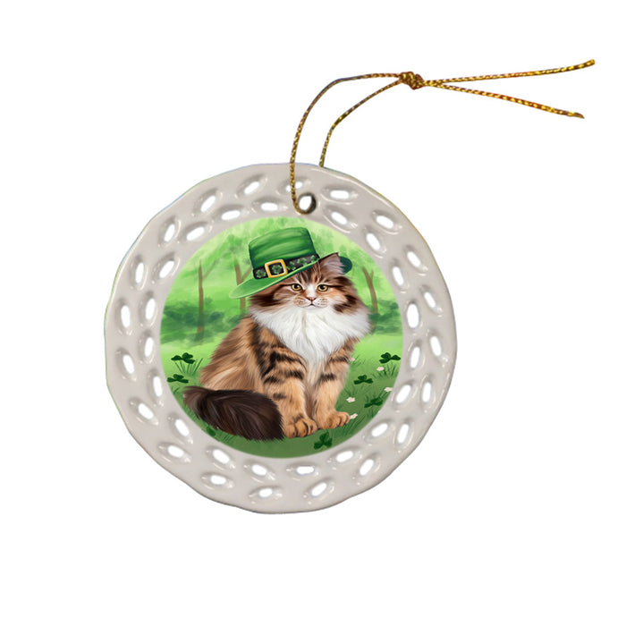 St. Patricks Day Irish Portrait Siberian Cat Ceramic Doily Ornament DPOR57980