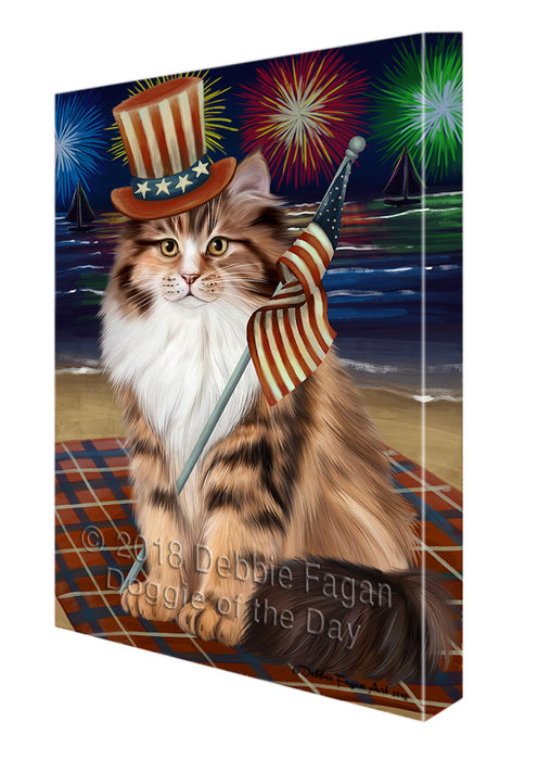 4th of July Independence Day Firework Siberian Cat Canvas Print Wall Art Décor CVS135017