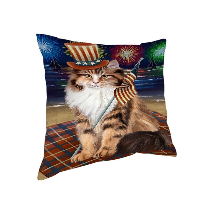 4th of July Independence Day Firework Siberian Cat Pillow PIL82200