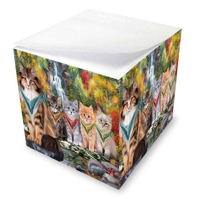 Scenic Waterfall Siberian Cats Note Cube NOC56328