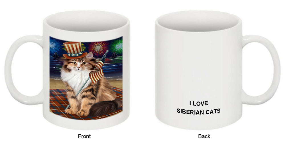 4th of July Independence Day Firework Siberian Cat Coffee Mug MUG52247