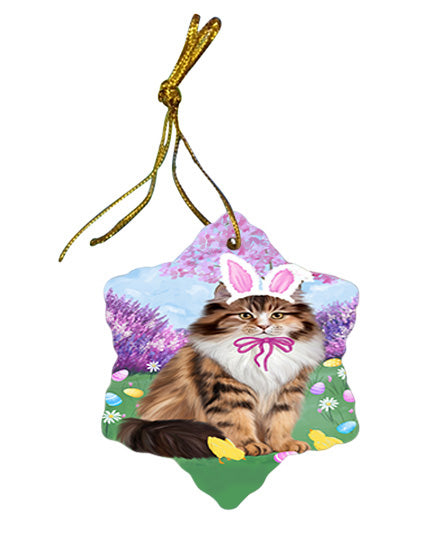 Easter Holiday Siberian Cat Star Porcelain Ornament SPOR57337