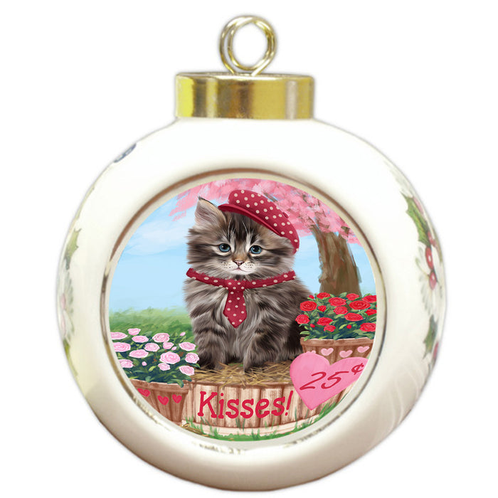 Rosie 25 Cent Kisses Siberian Cat Round Ball Christmas Ornament RBPOR56591
