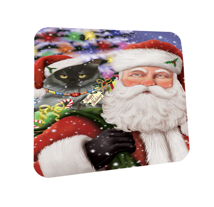 Santa Carrying Siberian Cat and Christmas Presents Coasters Set of 4 CST55485