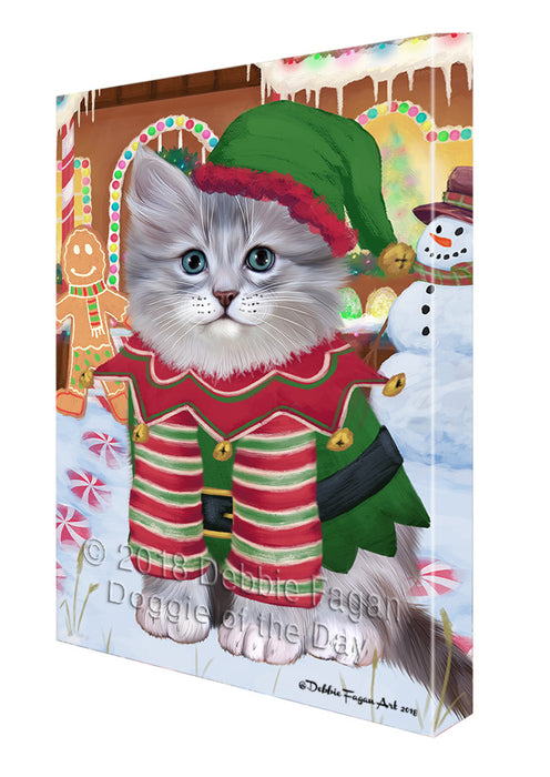 Christmas Gingerbread House Candyfest Siberian Cat Canvas Print Wall Art Décor CVS131264