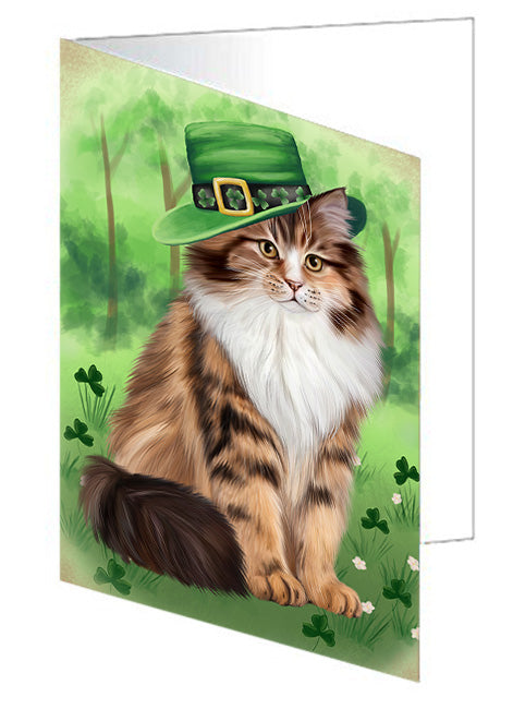 St. Patricks Day Irish Portrait Siberian Cat Handmade Artwork Assorted Pets Greeting Cards and Note Cards with Envelopes for All Occasions and Holiday Seasons GCD76634