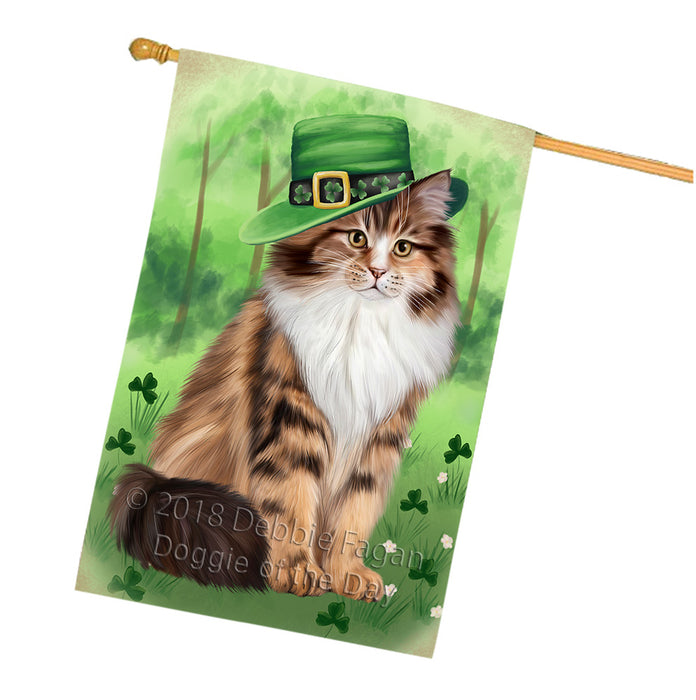 St. Patricks Day Irish Portrait Siberian Cat House Flag FLG65064