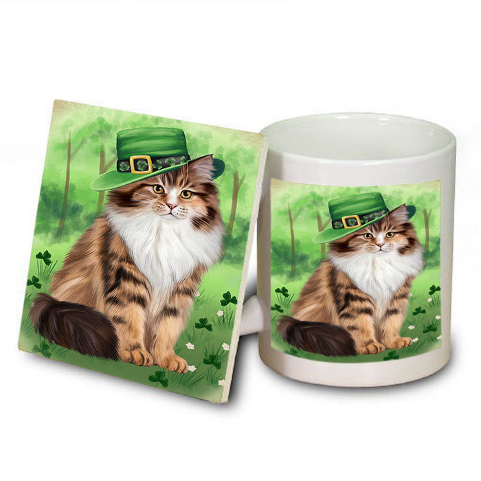 St. Patricks Day Irish Portrait Siberian Cat Mug and Coaster Set MUC57032
