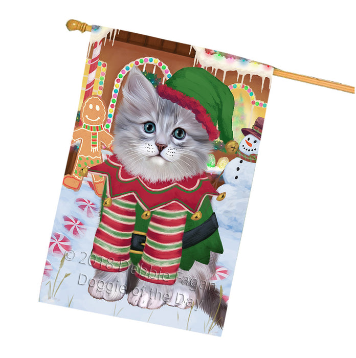 Christmas Gingerbread House Candyfest Siberian Cat House Flag FLG57244