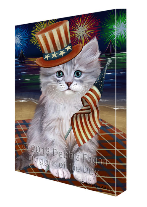 4th of July Independence Day Firework Siberian Cat Canvas Print Wall Art Décor CVS135026
