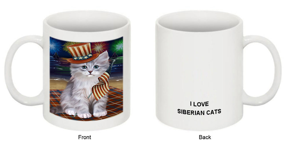 4th of July Independence Day Firework Siberian Cat Coffee Mug MUG52248