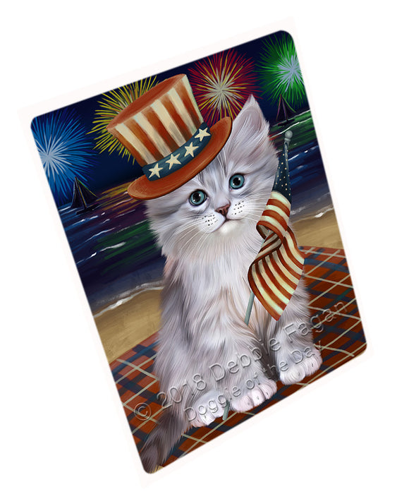 4th of July Independence Day Firework Siberian Cat Large Refrigerator / Dishwasher Magnet RMAG104136