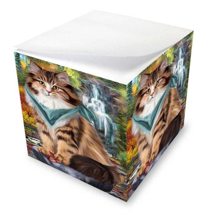 Scenic Waterfall Siberian Cat Note Cube NOC56329